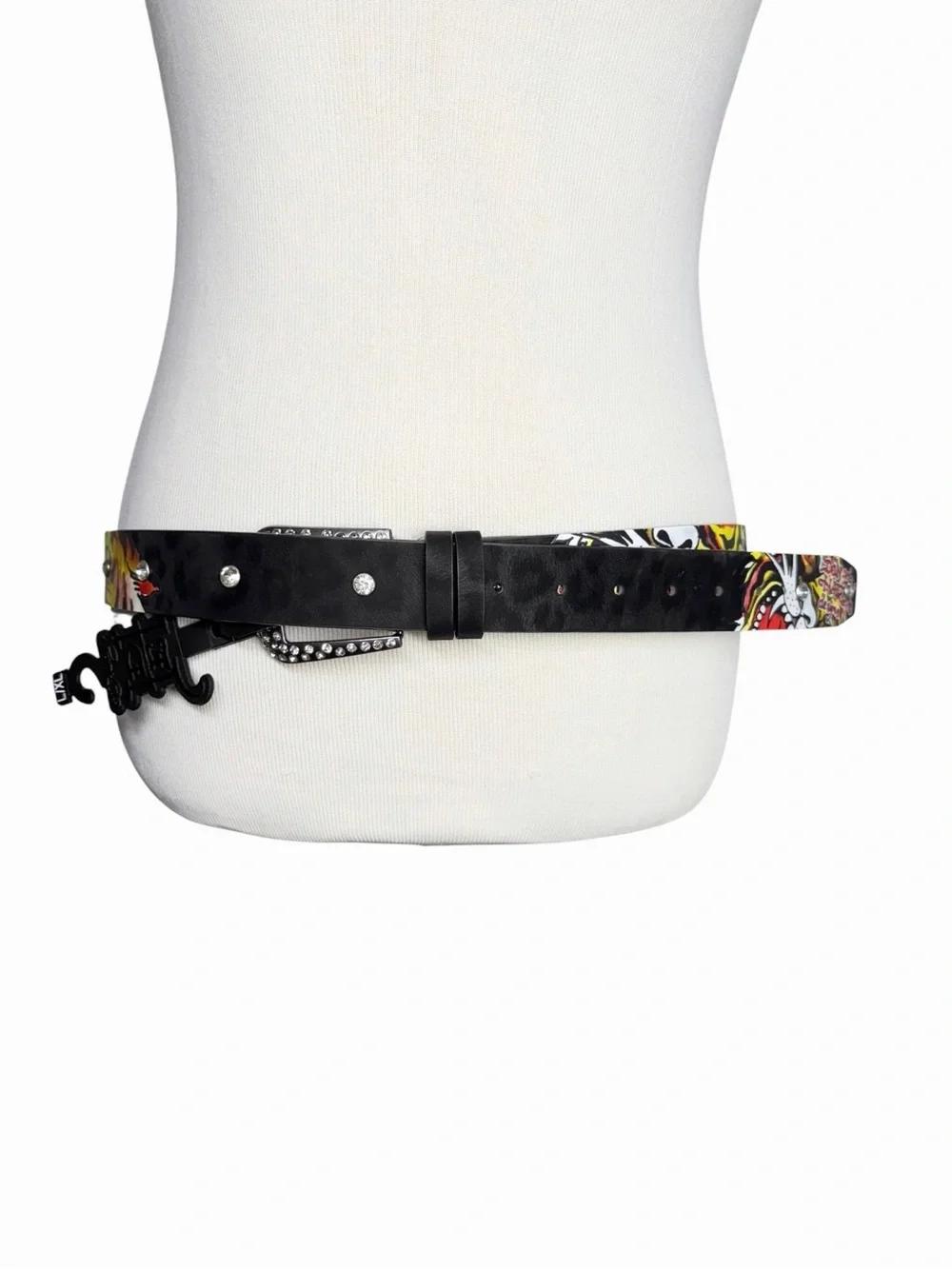 NEW Ed Hardy Leopard Black Rhinestone Belt Black Women L XL Y2K